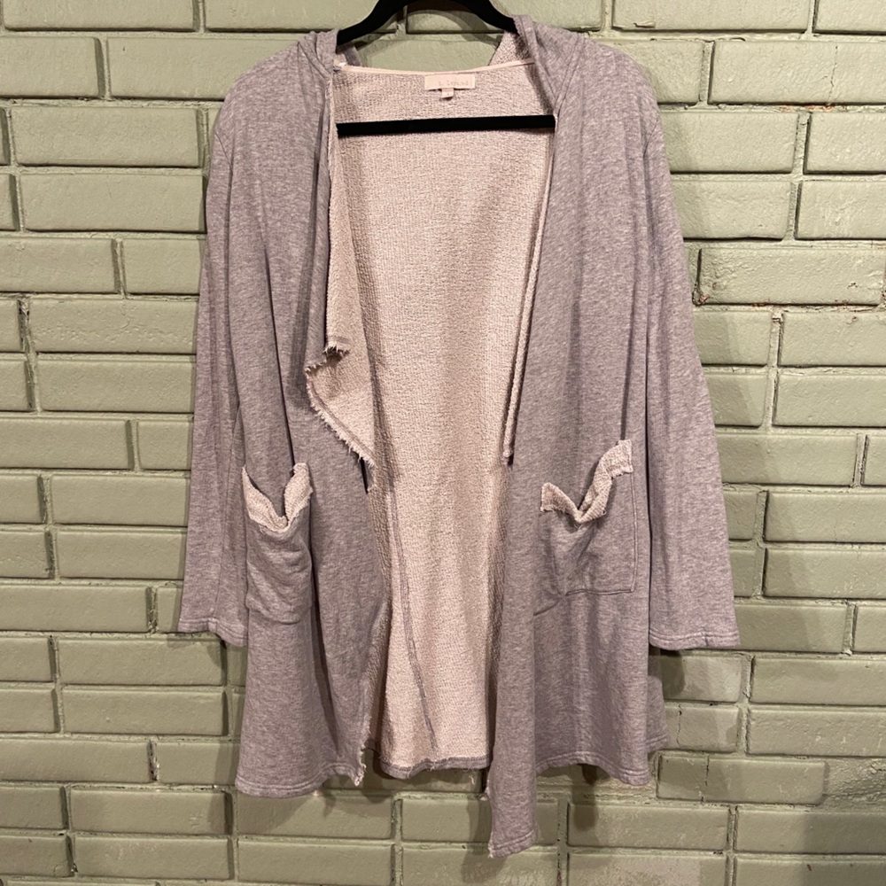Grey Hooded Cardigan S